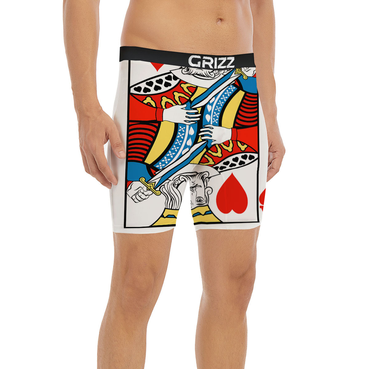 Playing Card King Of Hearts Print Boxer Briefs-grizzshop