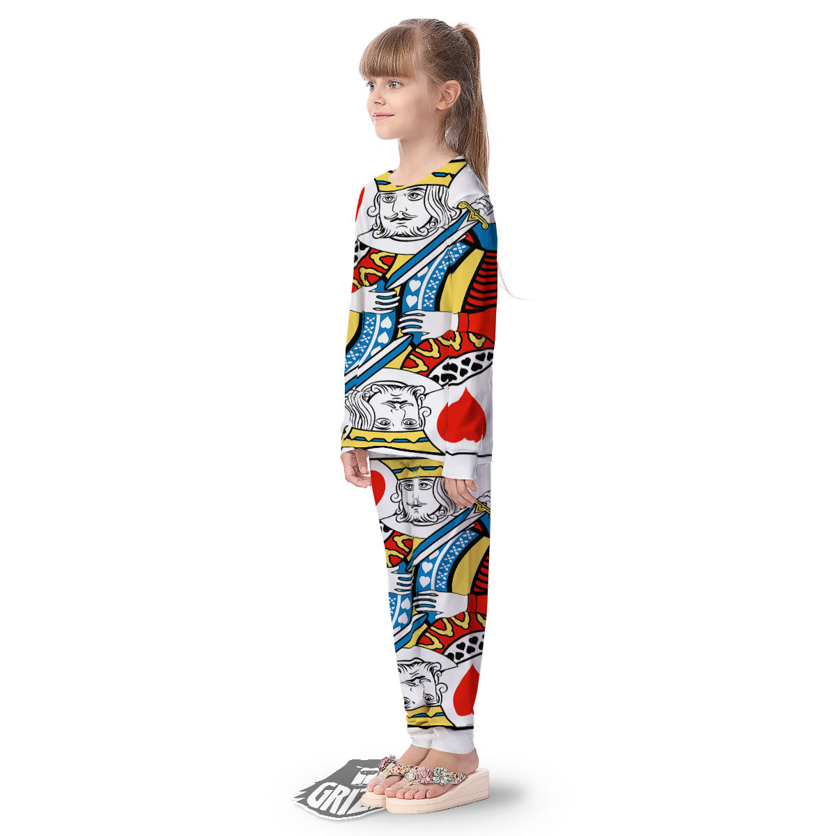 Playing Card King Of Hearts Print Kid's Pajamas-grizzshop