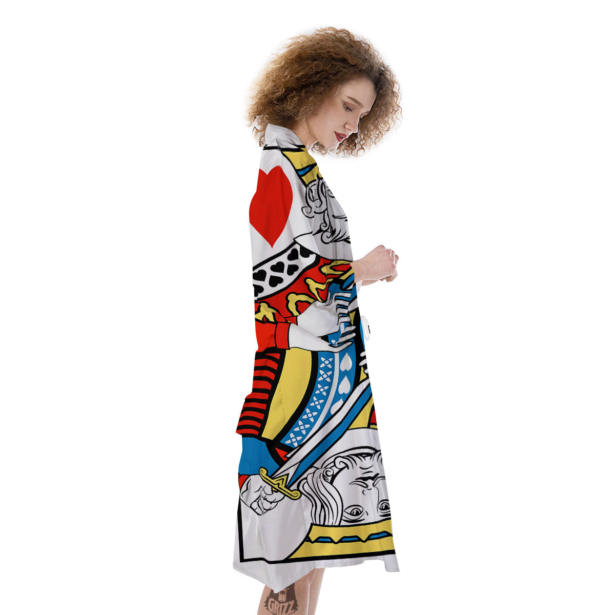 Playing Card King Of Hearts Print Kimono-grizzshop