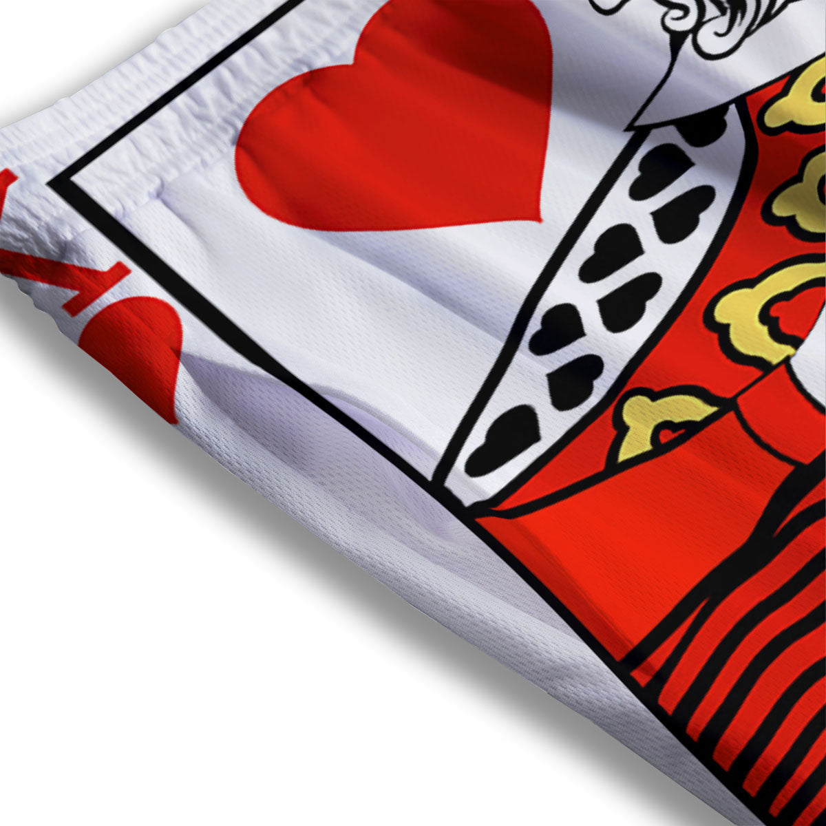 Playing Card King Of Hearts Print Mesh Shorts