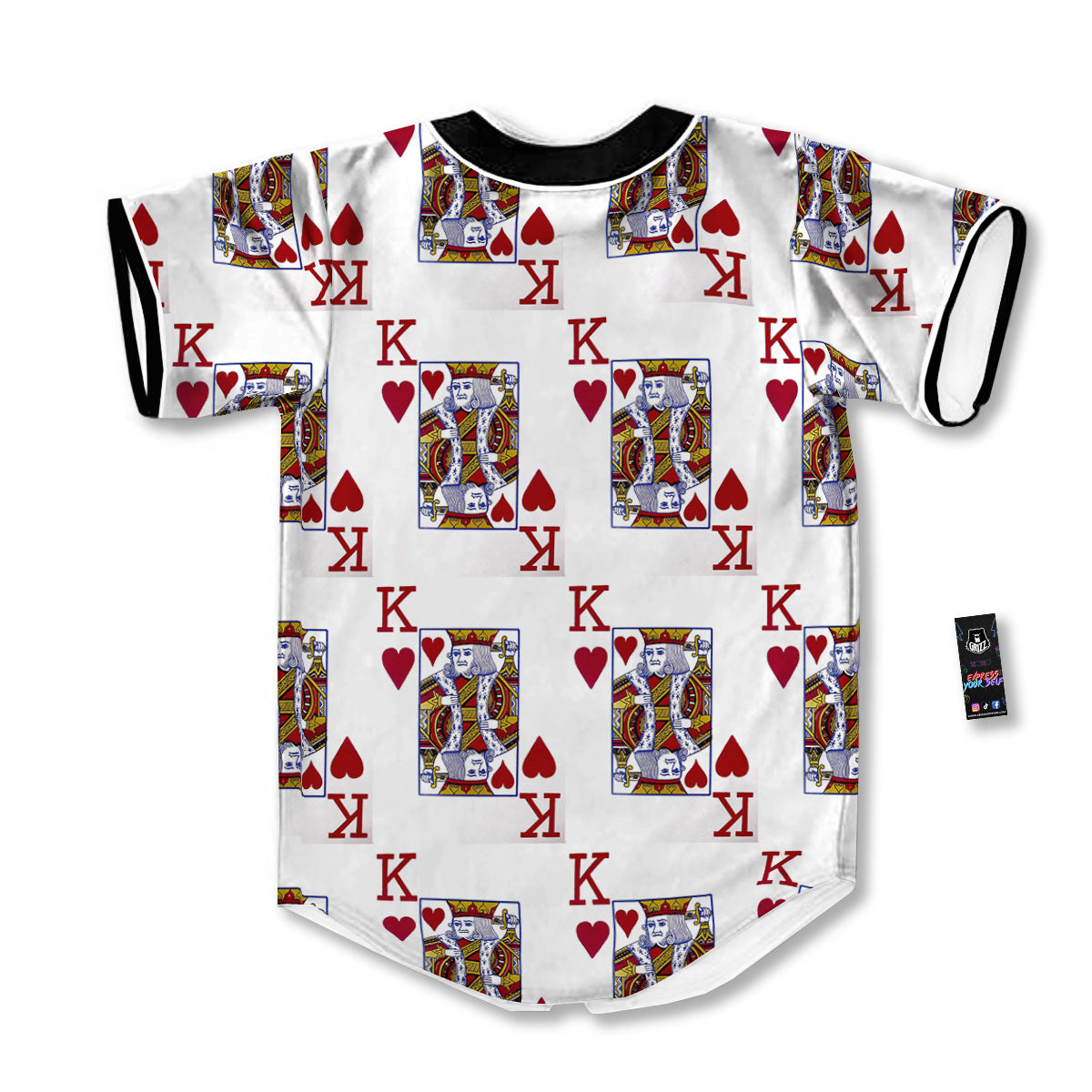 Playing Card King Of Hearts Print Pattern Baseball Jersey-grizzshop