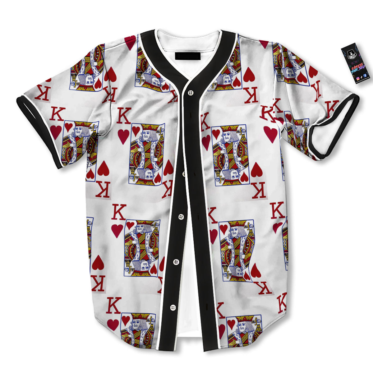Playing Card King Of Hearts Print Pattern Baseball Jersey-grizzshop
