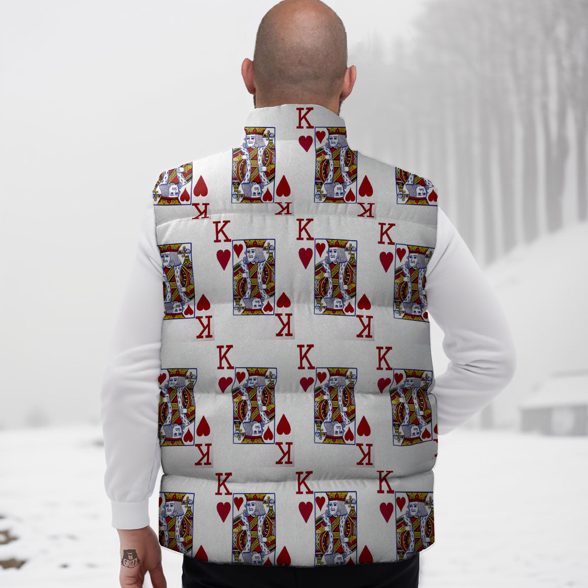 Playing Card King Of Hearts Print Pattern Down Vest