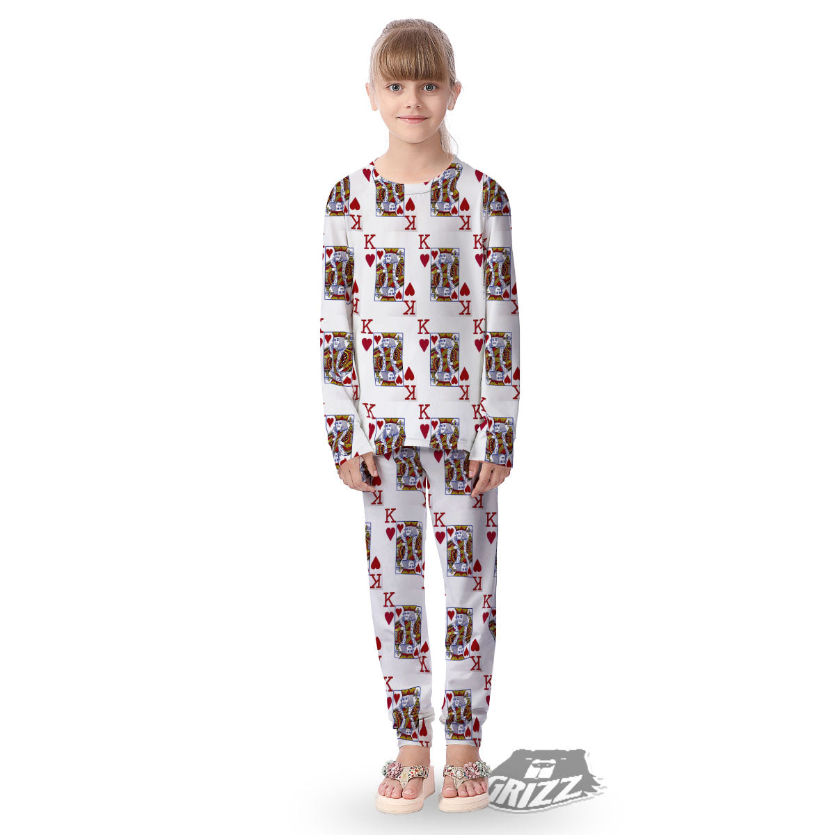 Playing Card King Of Hearts Print Pattern Kid's Pajamas-grizzshop