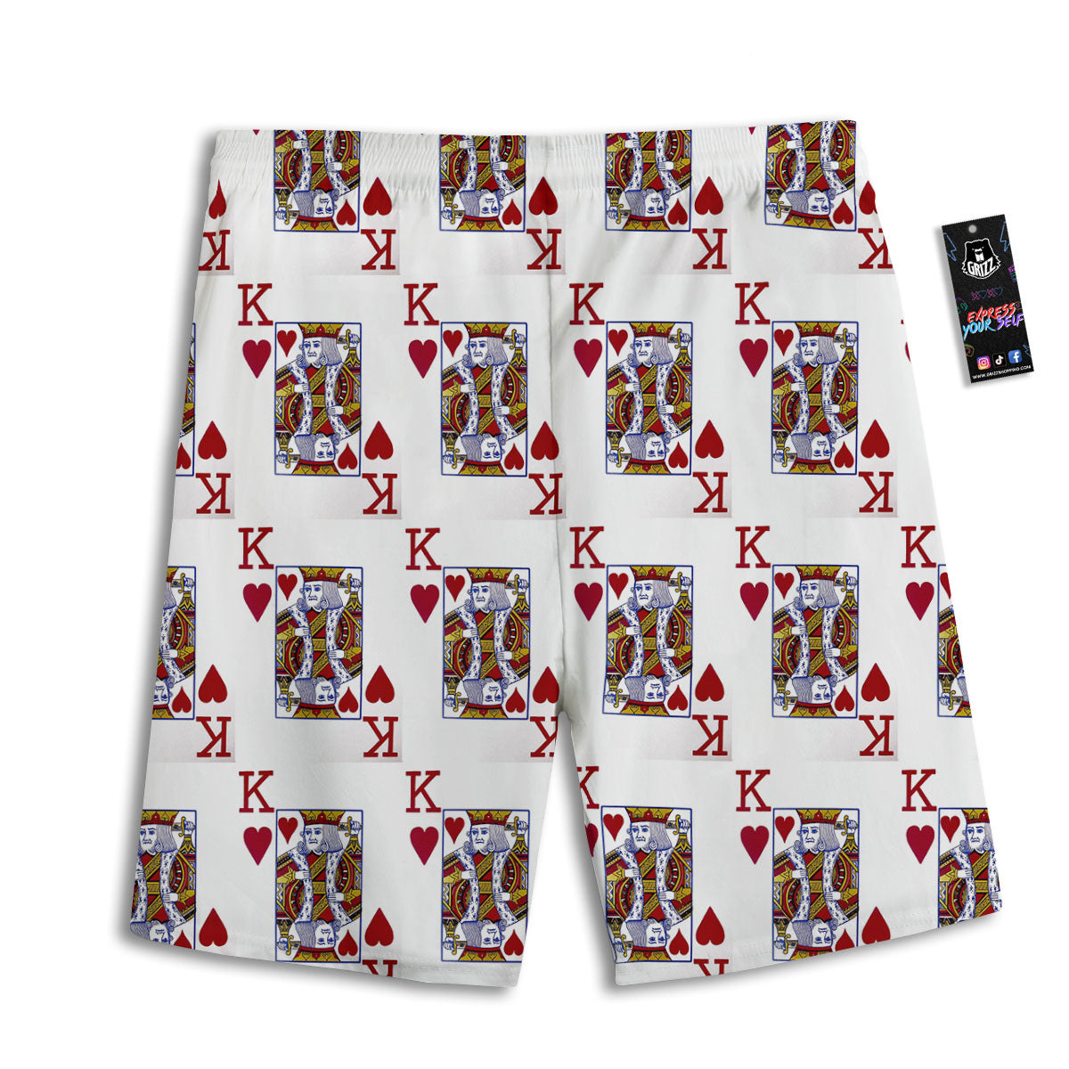 Playing Card King Of Hearts Print Pattern Men's Athletic Shorts