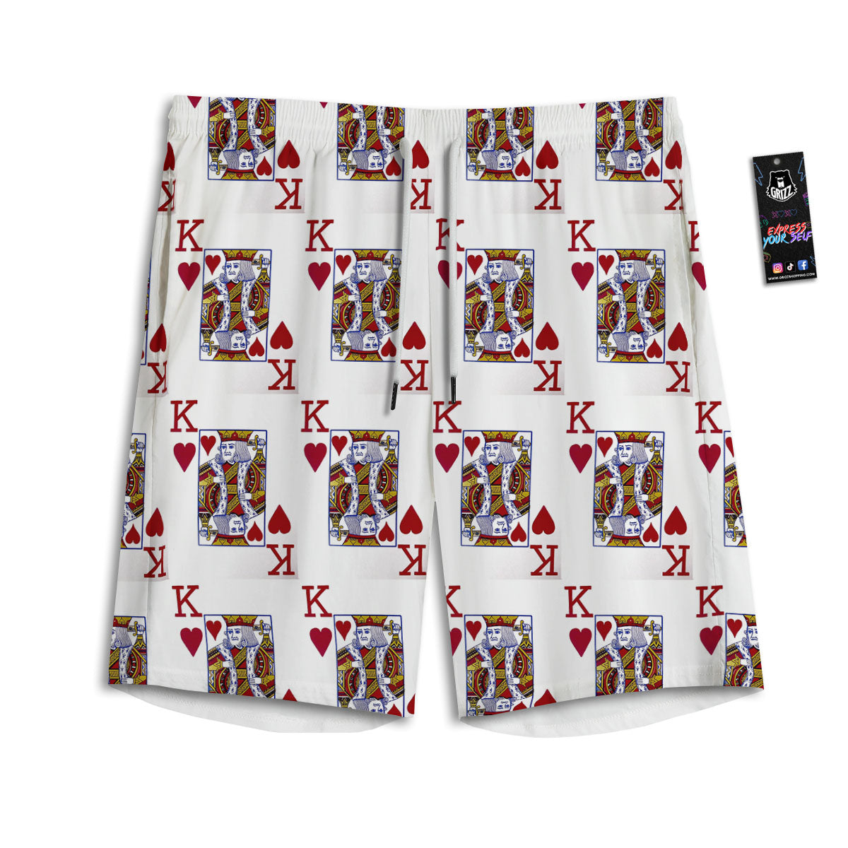 Playing Card King Of Hearts Print Pattern Men's Athletic Shorts
