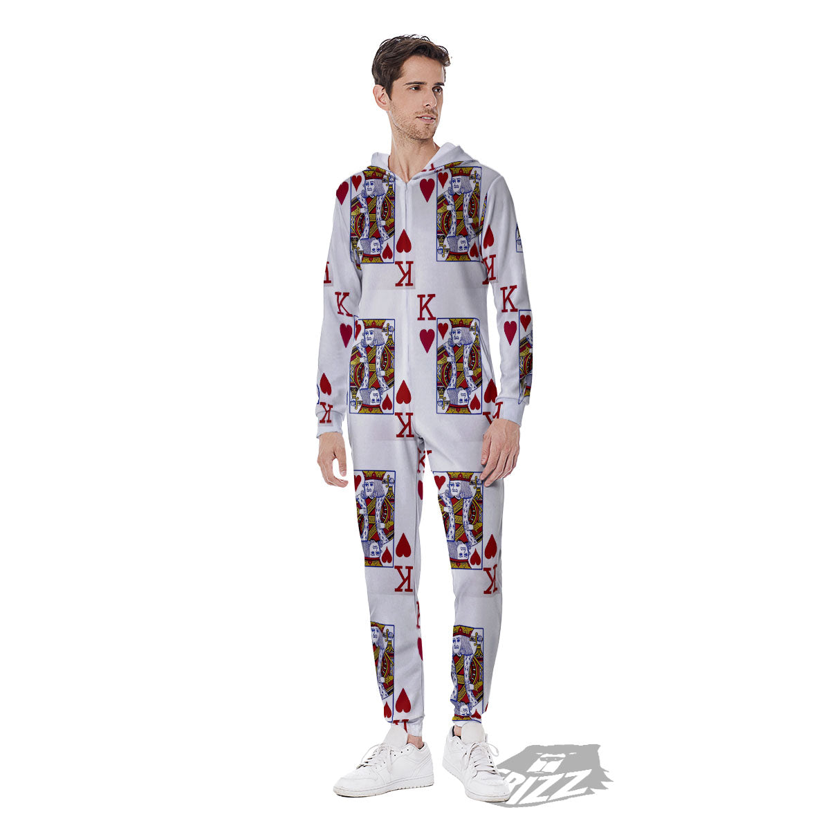 Playing Card King Of Hearts Print Pattern Men's Jumpsuit-grizzshop