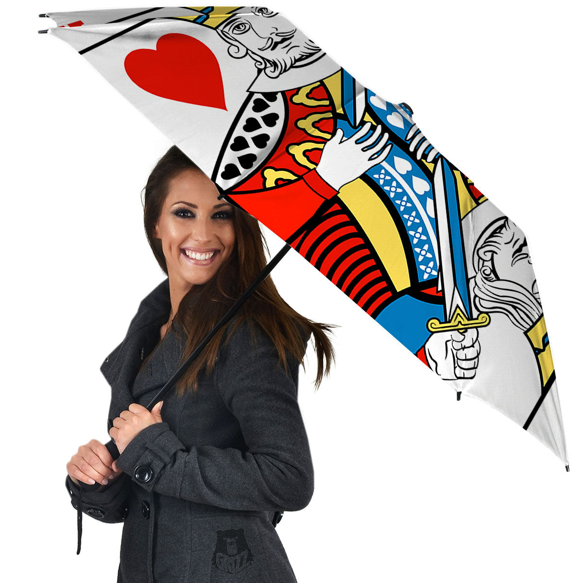 Playing Card King Of Hearts Print Umbrella-grizzshop