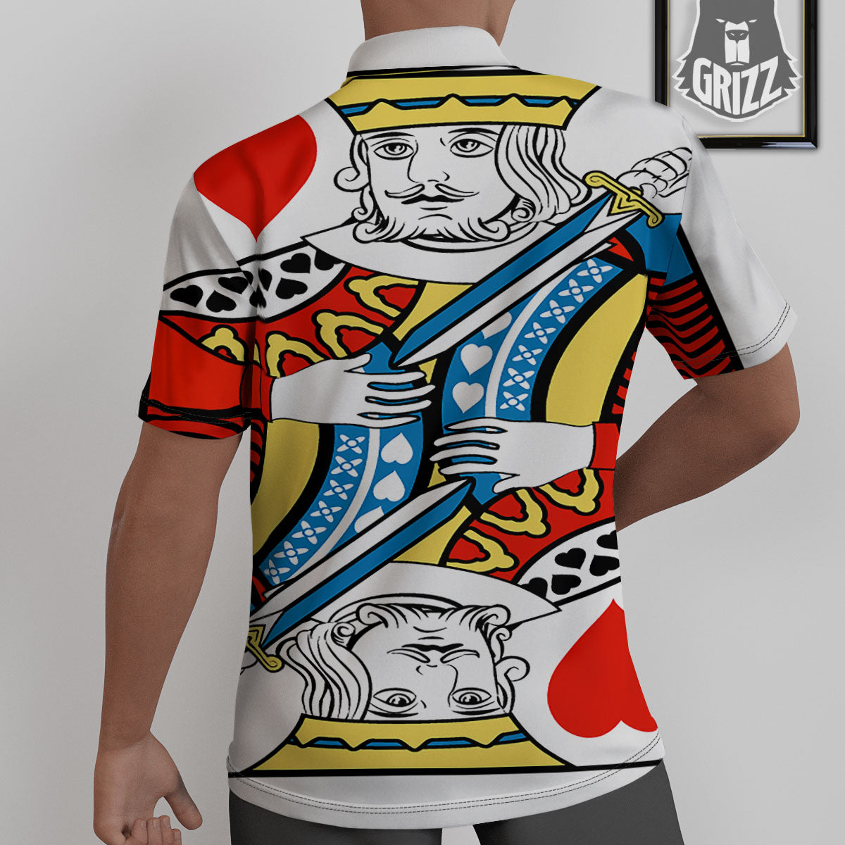 Playing Card King Of Hearts Print Untucked Shirts-grizzshop