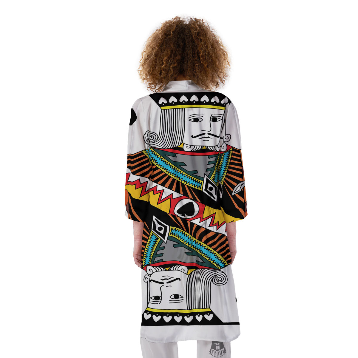 Playing Card King Of Spades Print Kimono-grizzshop