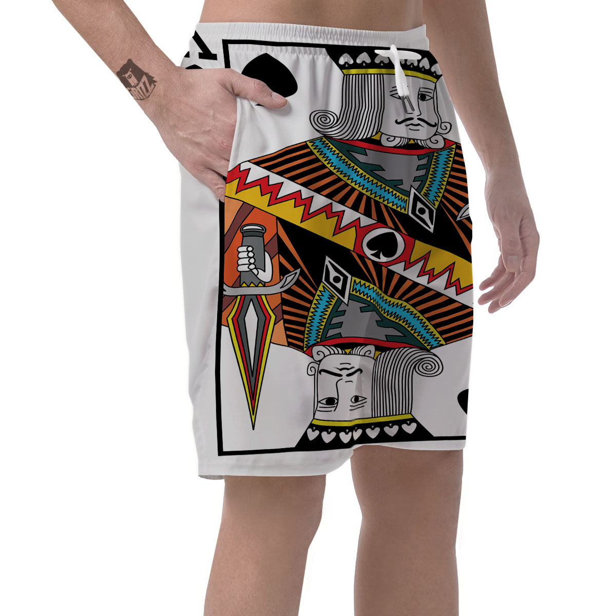 Playing Card King Of Spades Print Men's Shorts-grizzshop