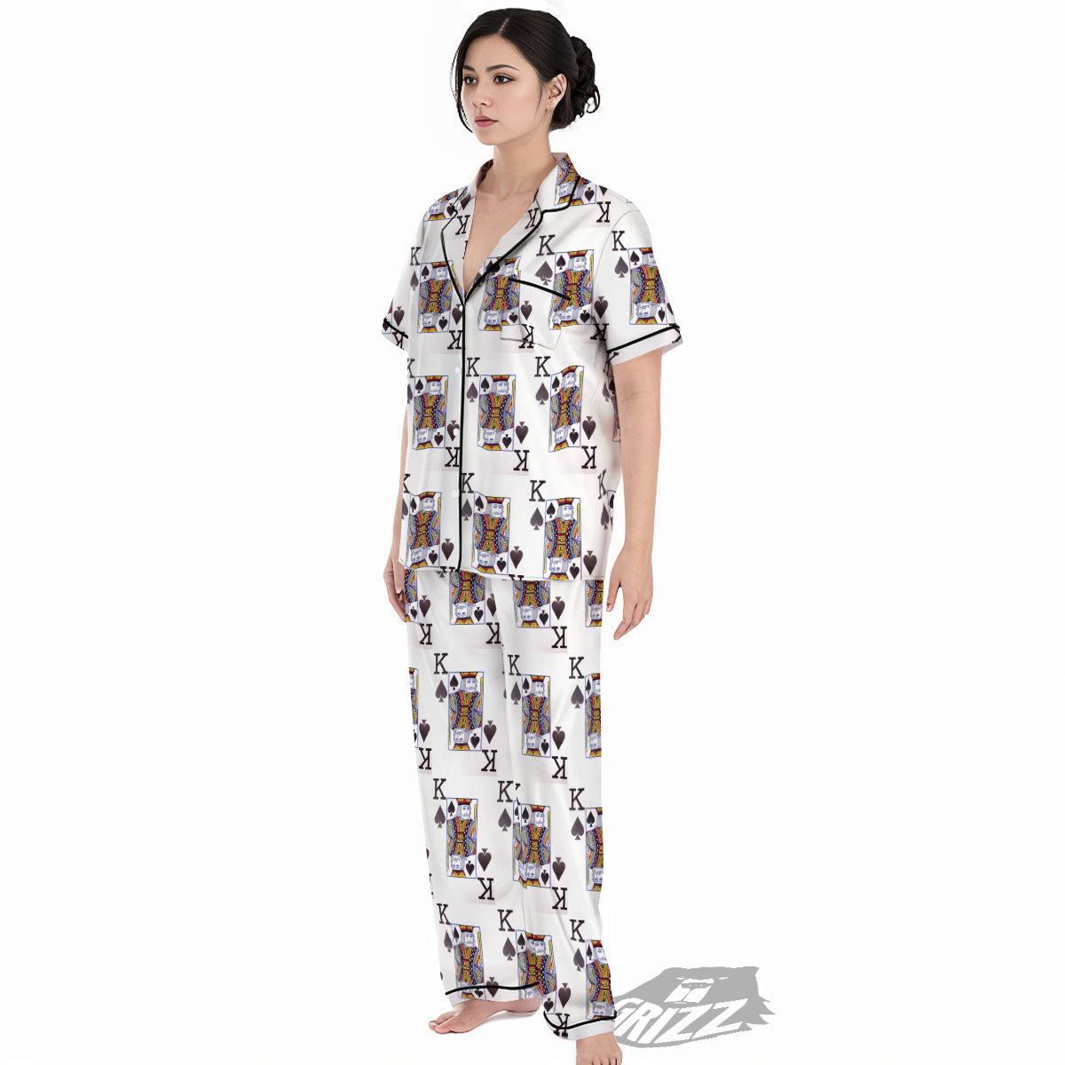 Playing Card King Of Spades Print Pattern Women's Pajamas Set-grizzshop
