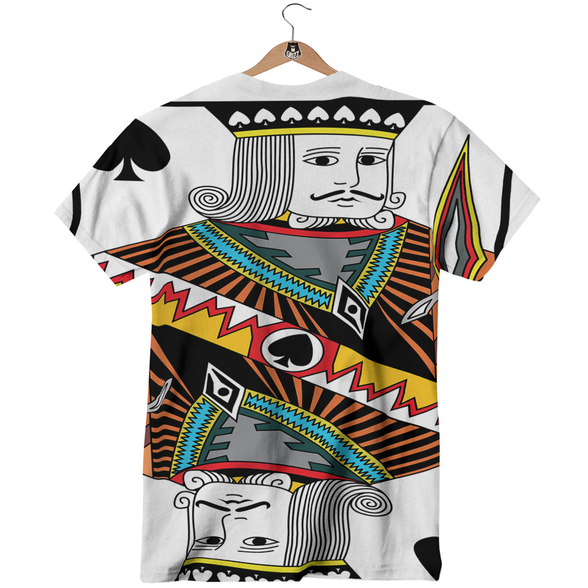 Playing Card King Of Spades Print T-Shirt-grizzshop