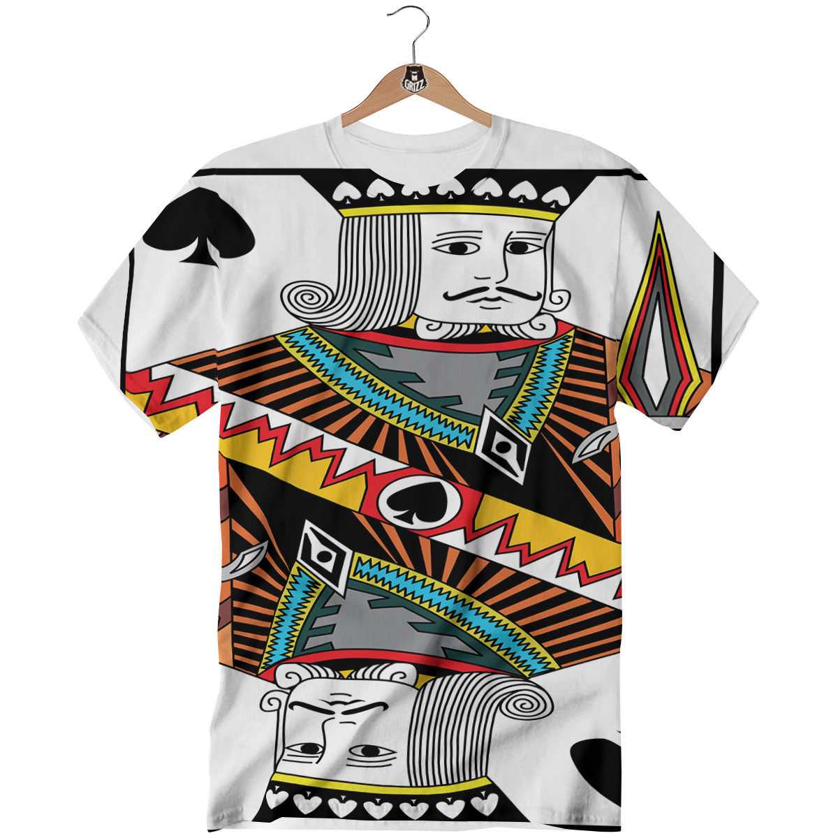 Playing Card King Of Spades Print T-Shirt-grizzshop
