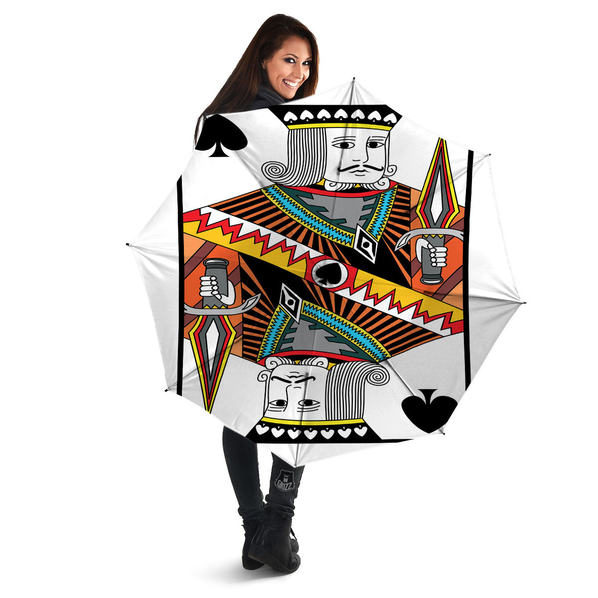 Playing Card King Of Spades Print Umbrella-grizzshop