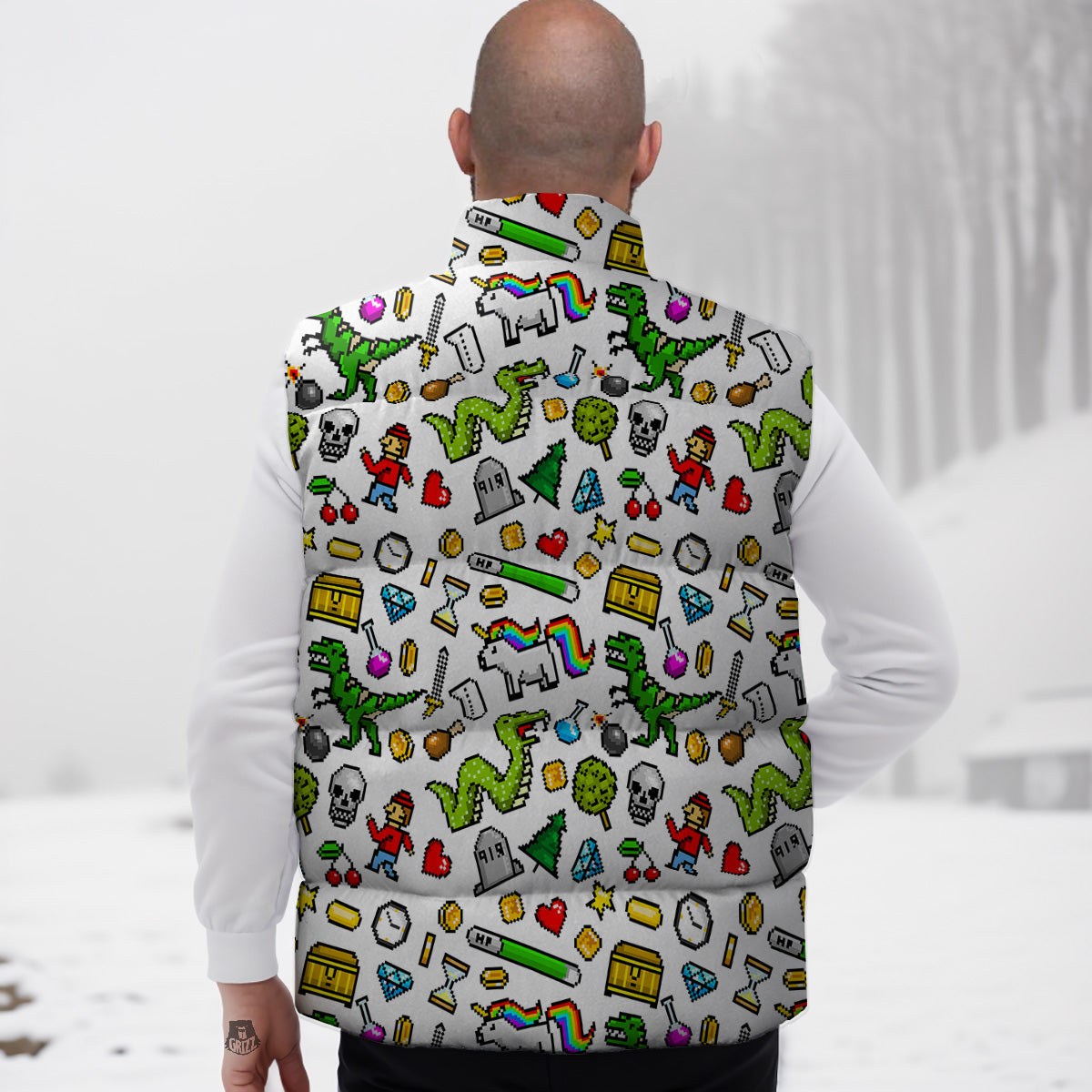 Playing Card Poker Casino Pattern Print Down Vest