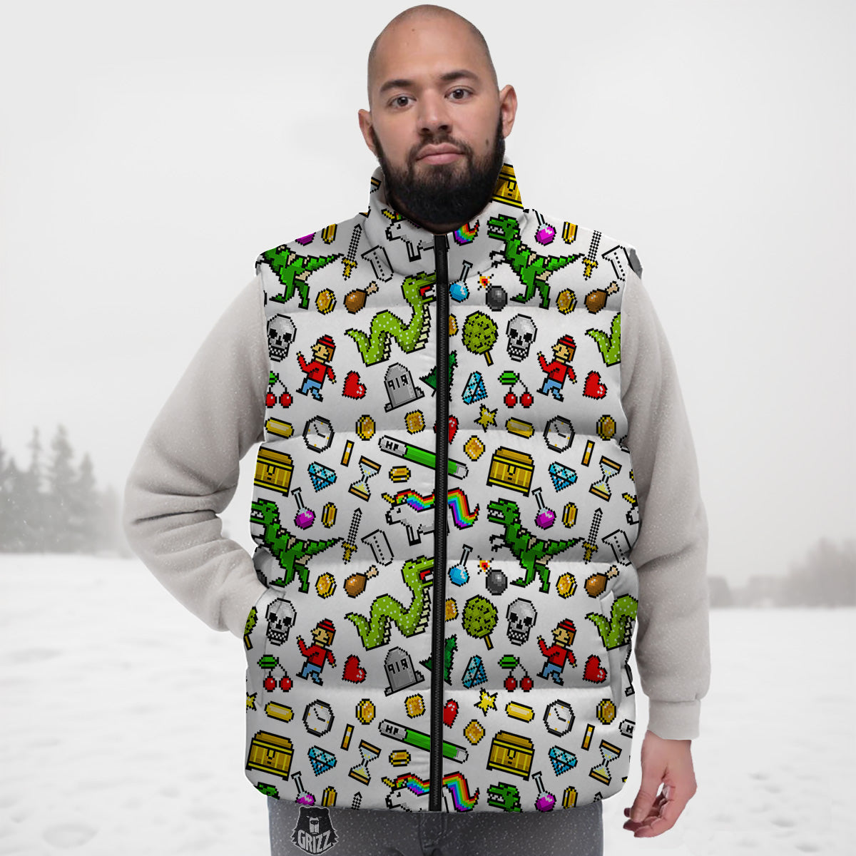 Playing Card Poker Casino Pattern Print Down Vest