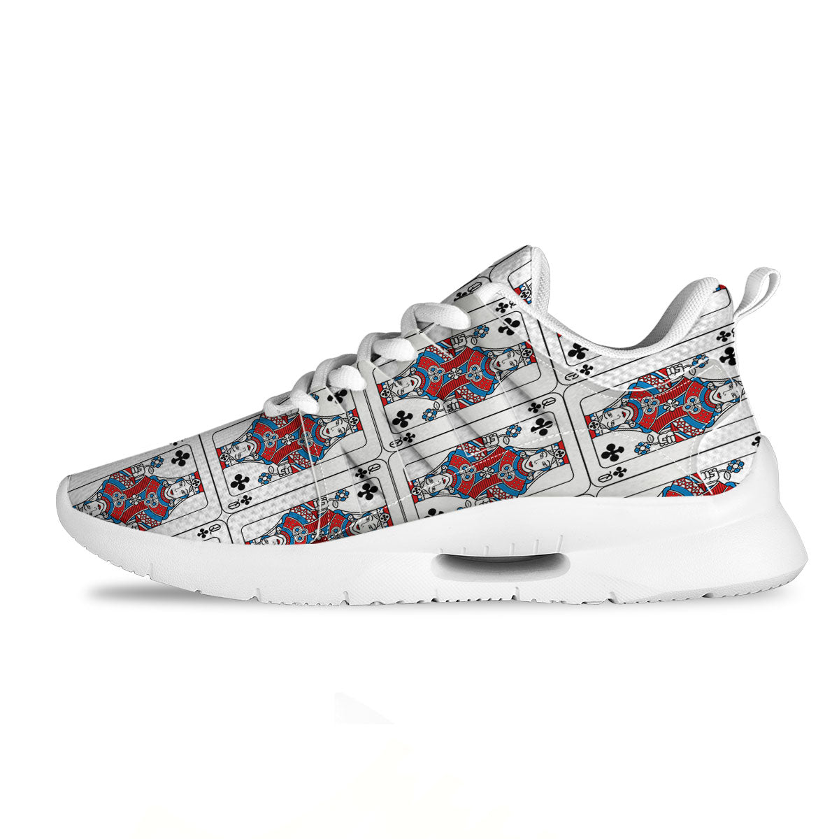 Playing Card Queen Of Clubs Print Pattern Tennis Shoes-grizzshop