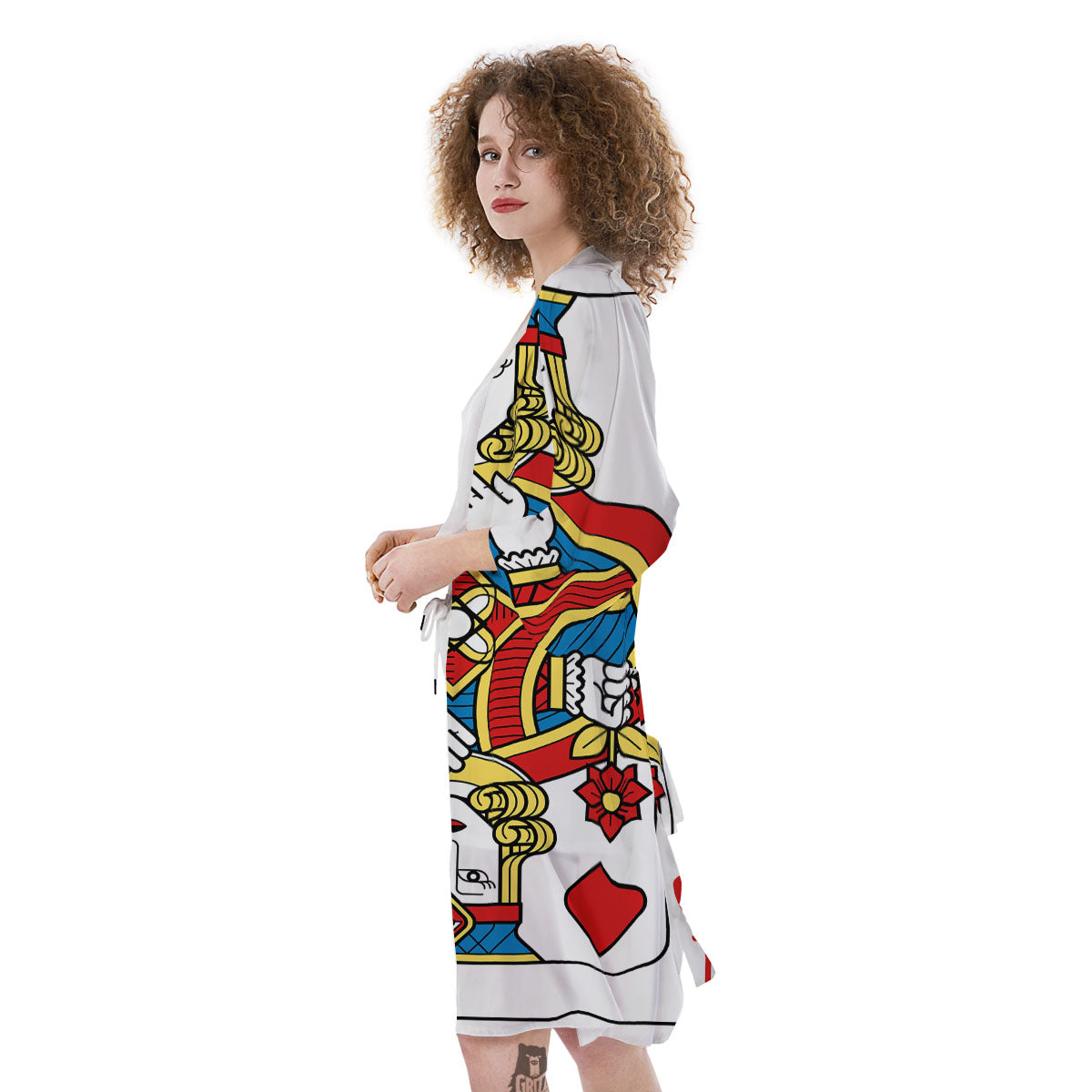 Playing Card Queen Of Diamonds Print Kimono-grizzshop