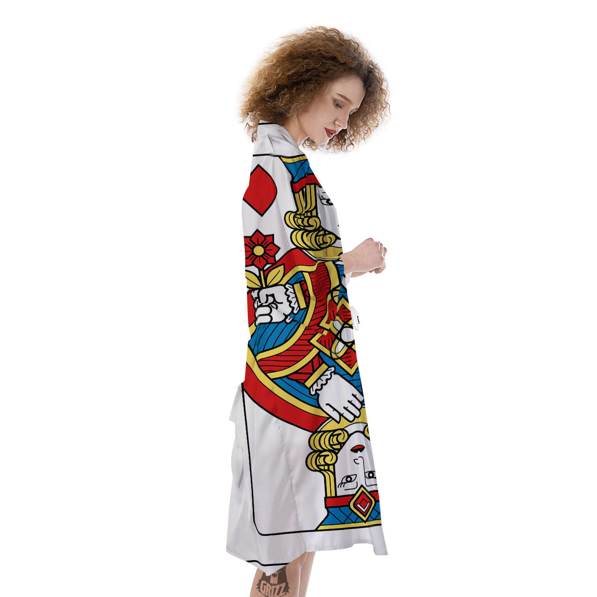 Playing Card Queen Of Diamonds Print Kimono-grizzshop