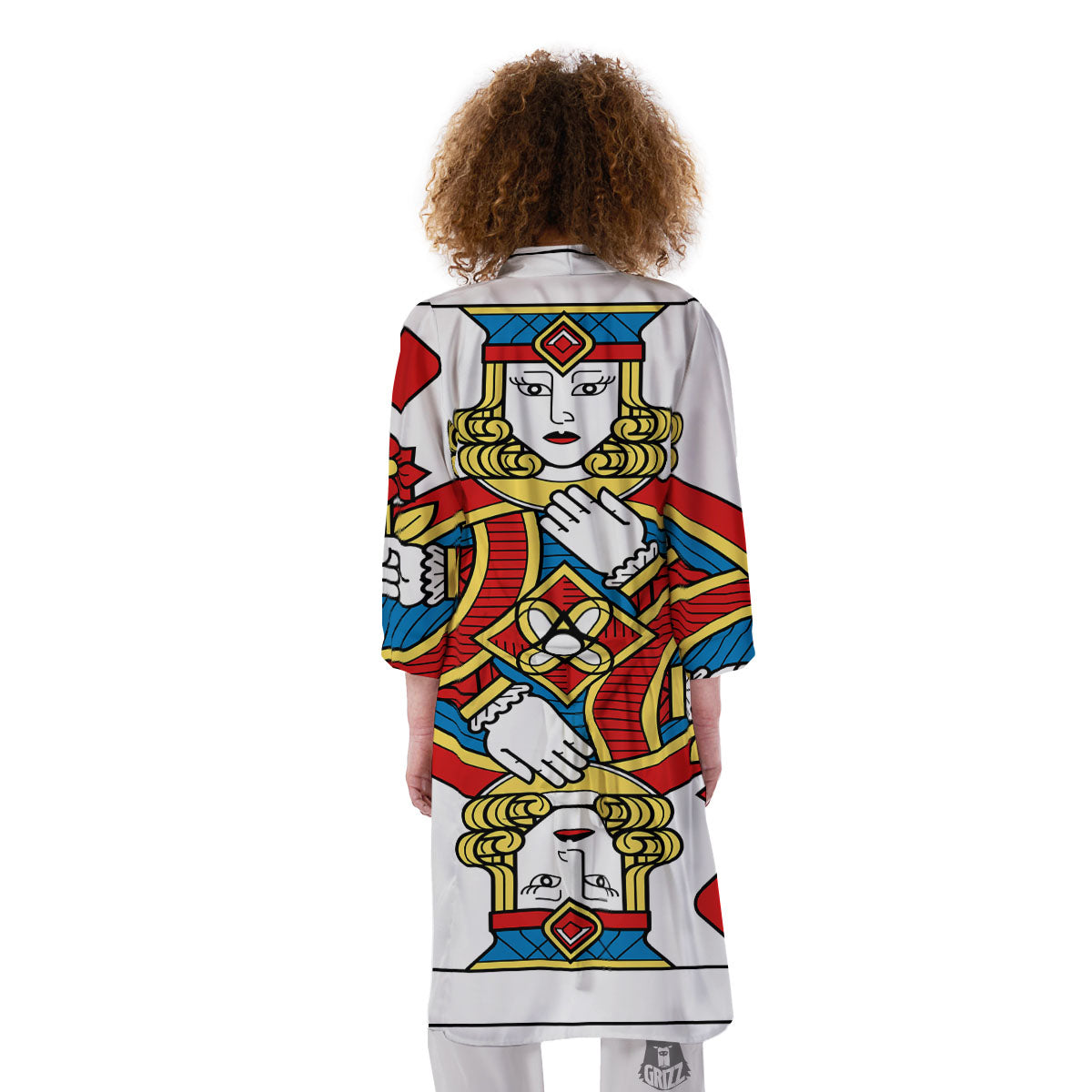 Playing Card Queen Of Diamonds Print Kimono-grizzshop