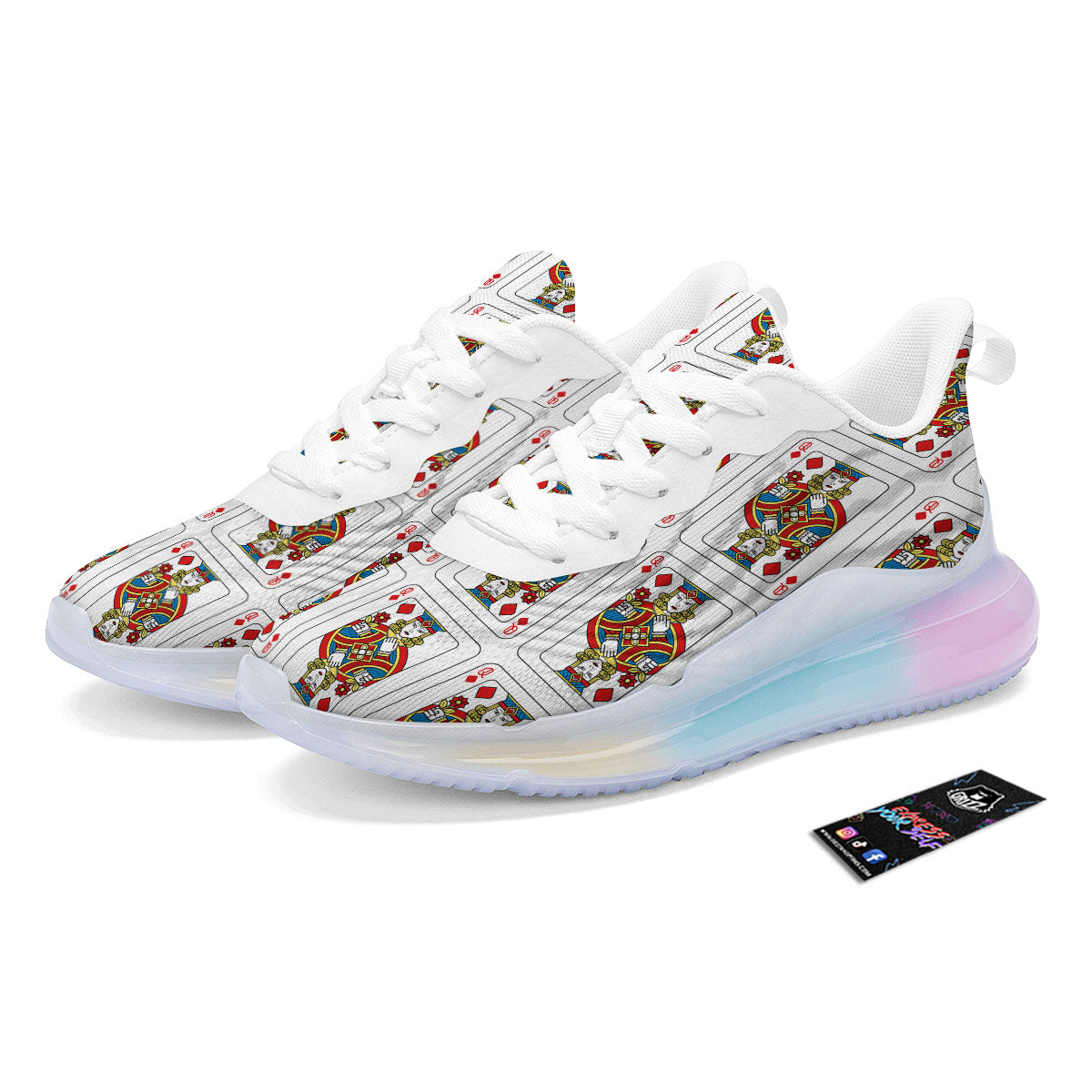 Playing Card Queen Of Diamonds Print Pattern Running Sneakers-grizzshop