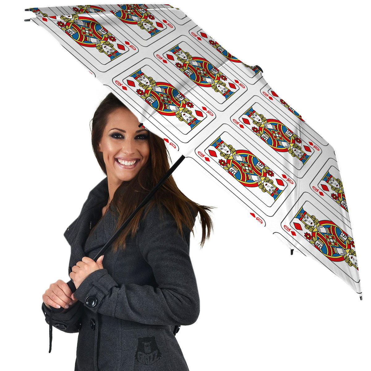 Playing Card Queen Of Diamonds Print Pattern Umbrella-grizzshop