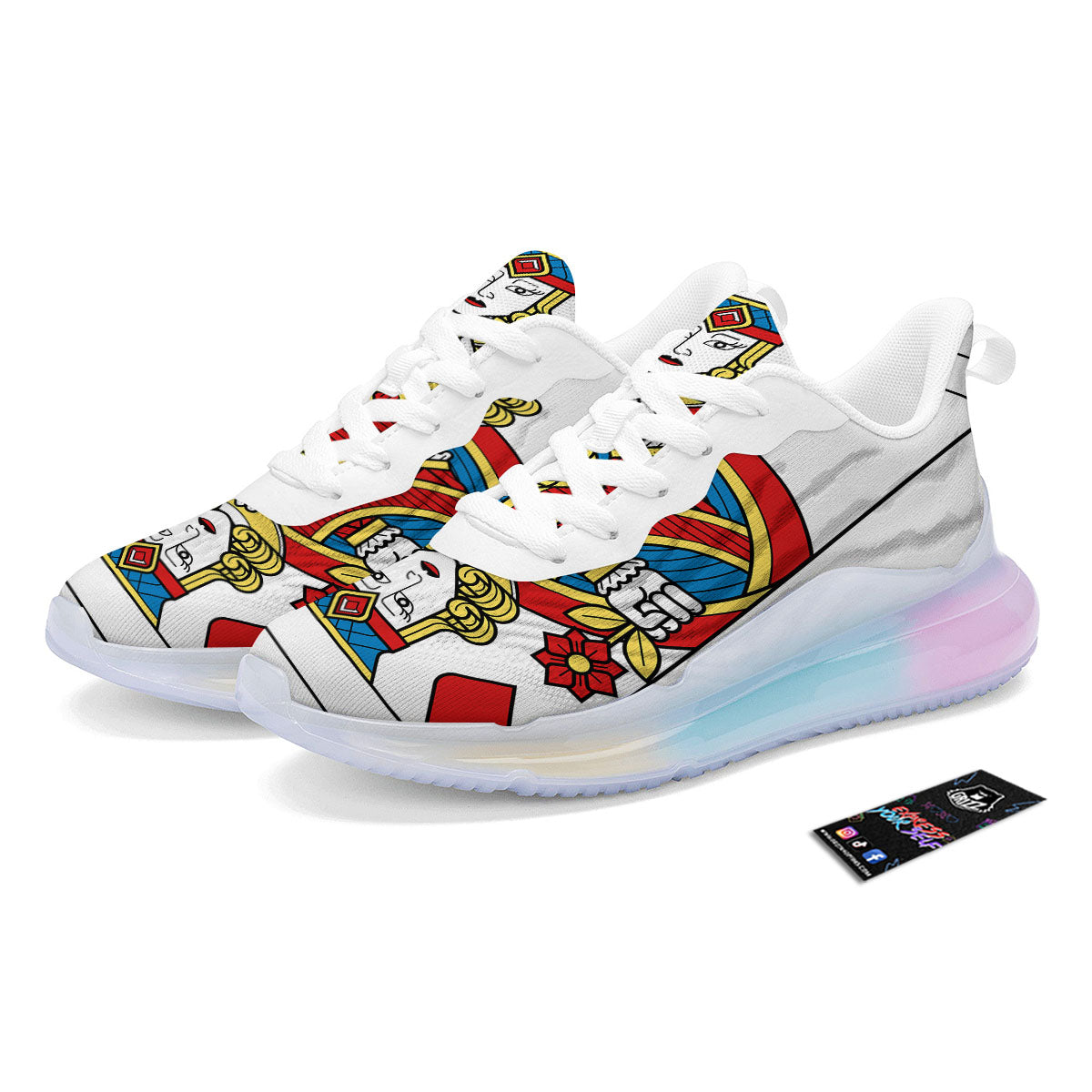 Playing Card Queen Of Diamonds Print Running Sneakers-grizzshop