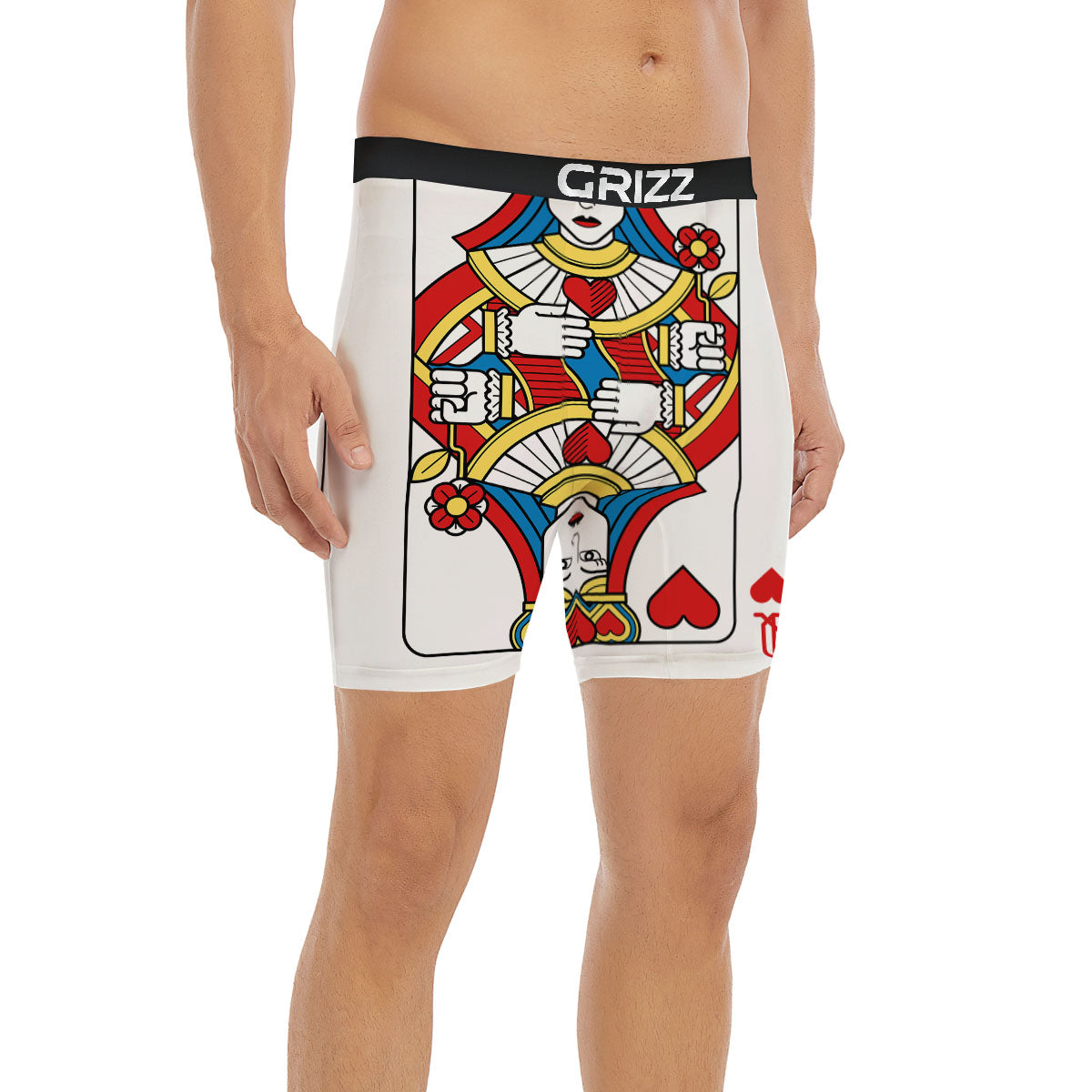 Playing Card Queen Of Hearts Print Boxer Briefs-grizzshop