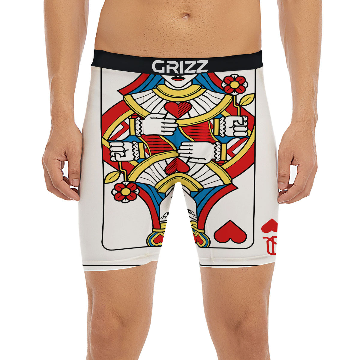 Playing Card Queen Of Hearts Print Boxer Briefs-grizzshop