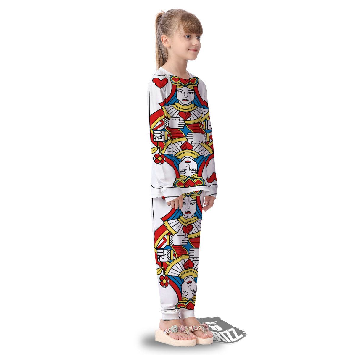 Playing Card Queen Of Hearts Print Kid's Pajamas-grizzshop