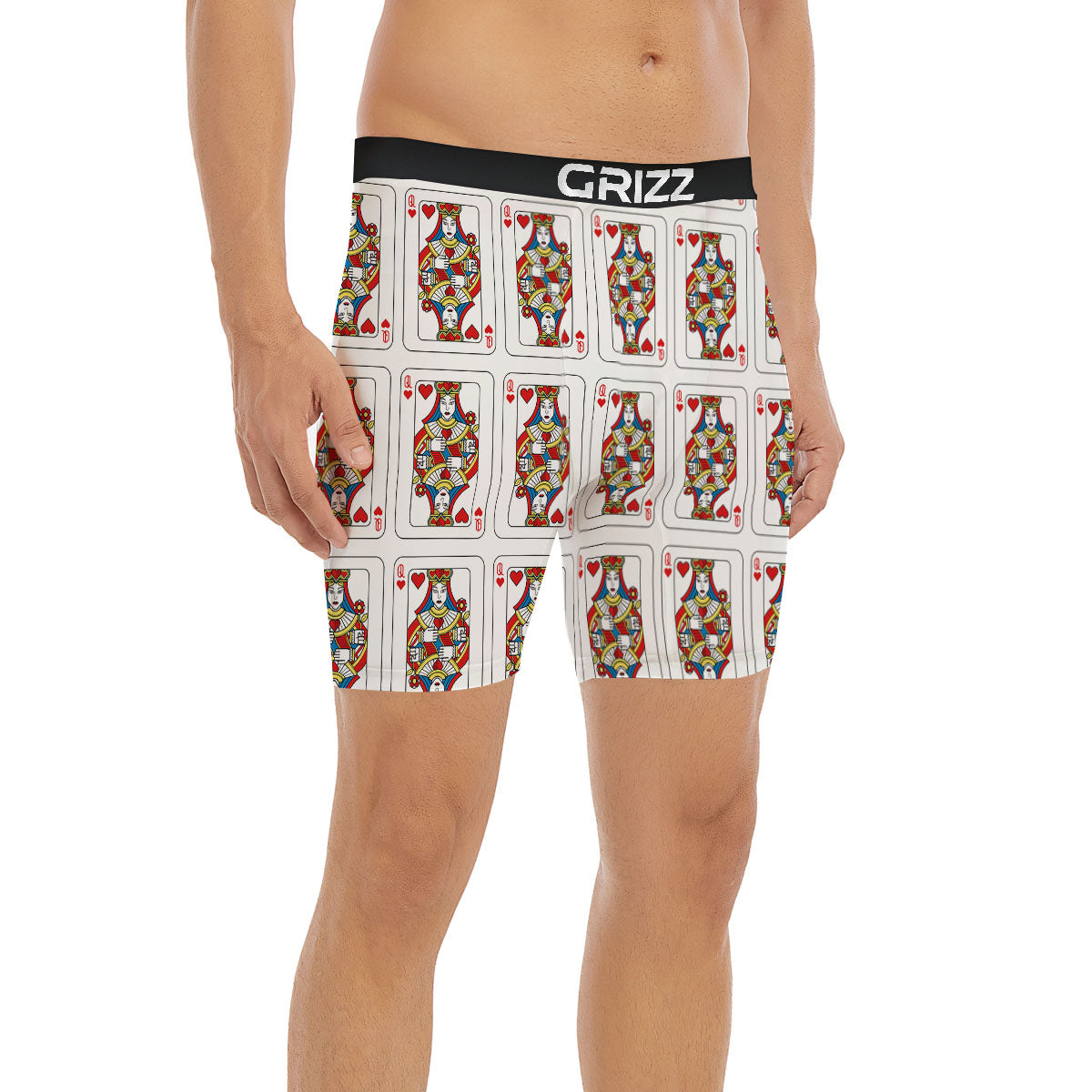 Playing Card Queen Of Hearts Print Pattern Boxer Briefs-grizzshop