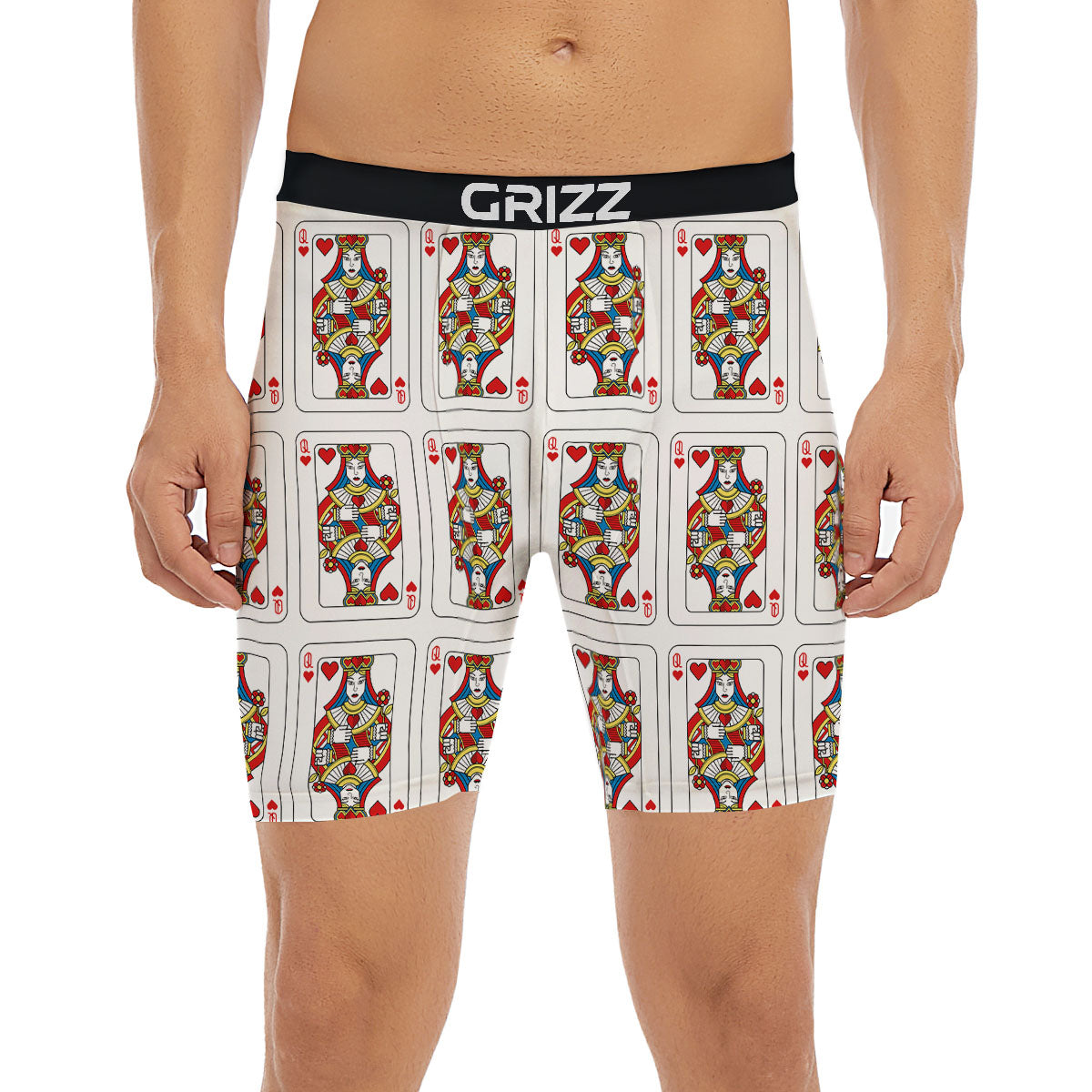 Playing Card Queen Of Hearts Print Pattern Boxer Briefs-grizzshop