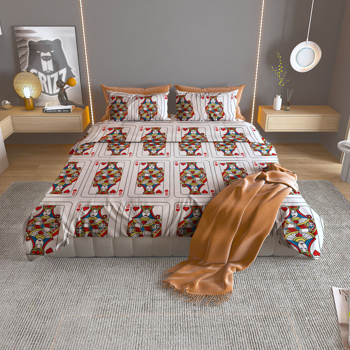 Pineapple White Zig Zag Print Pattern Duvet Cover Bedding Set