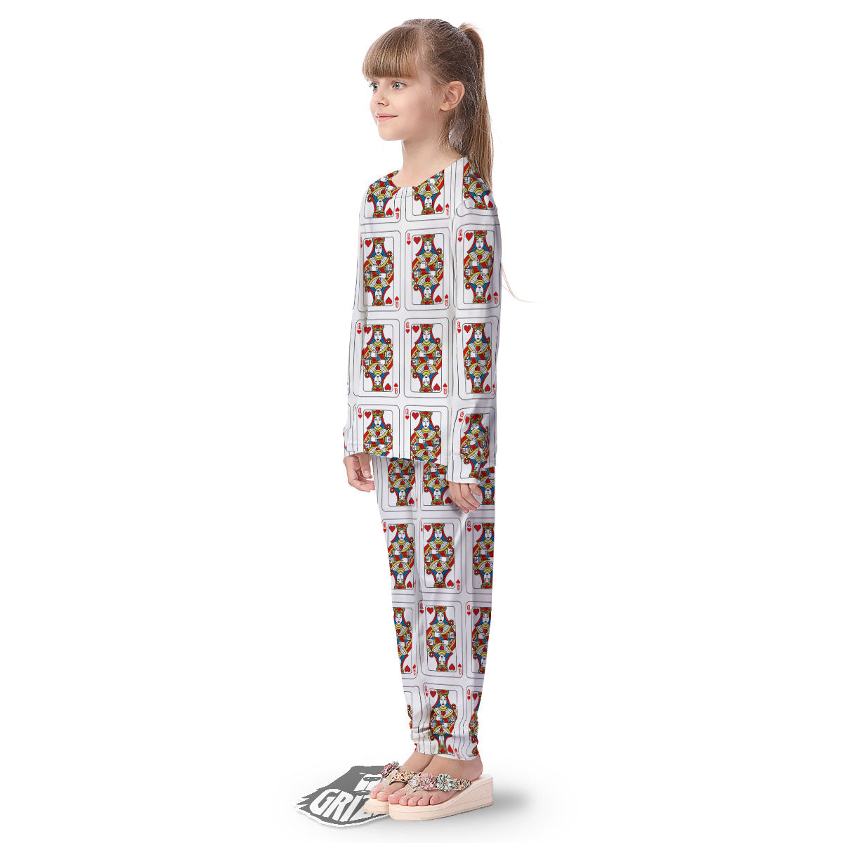 Playing Card Queen Of Hearts Print Pattern Kid's Pajamas-grizzshop