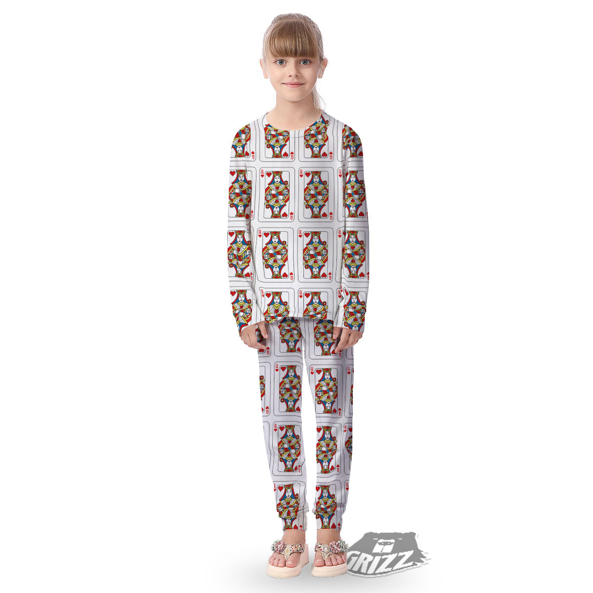 Playing Card Queen Of Hearts Print Pattern Kid's Pajamas-grizzshop
