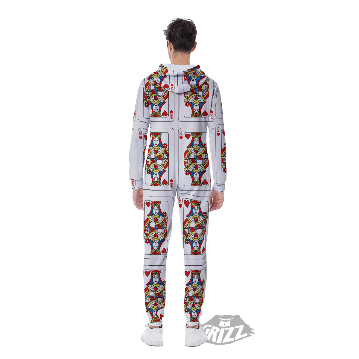 Playing Card Queen Of Hearts Print Pattern Men's Jumpsuit-grizzshop