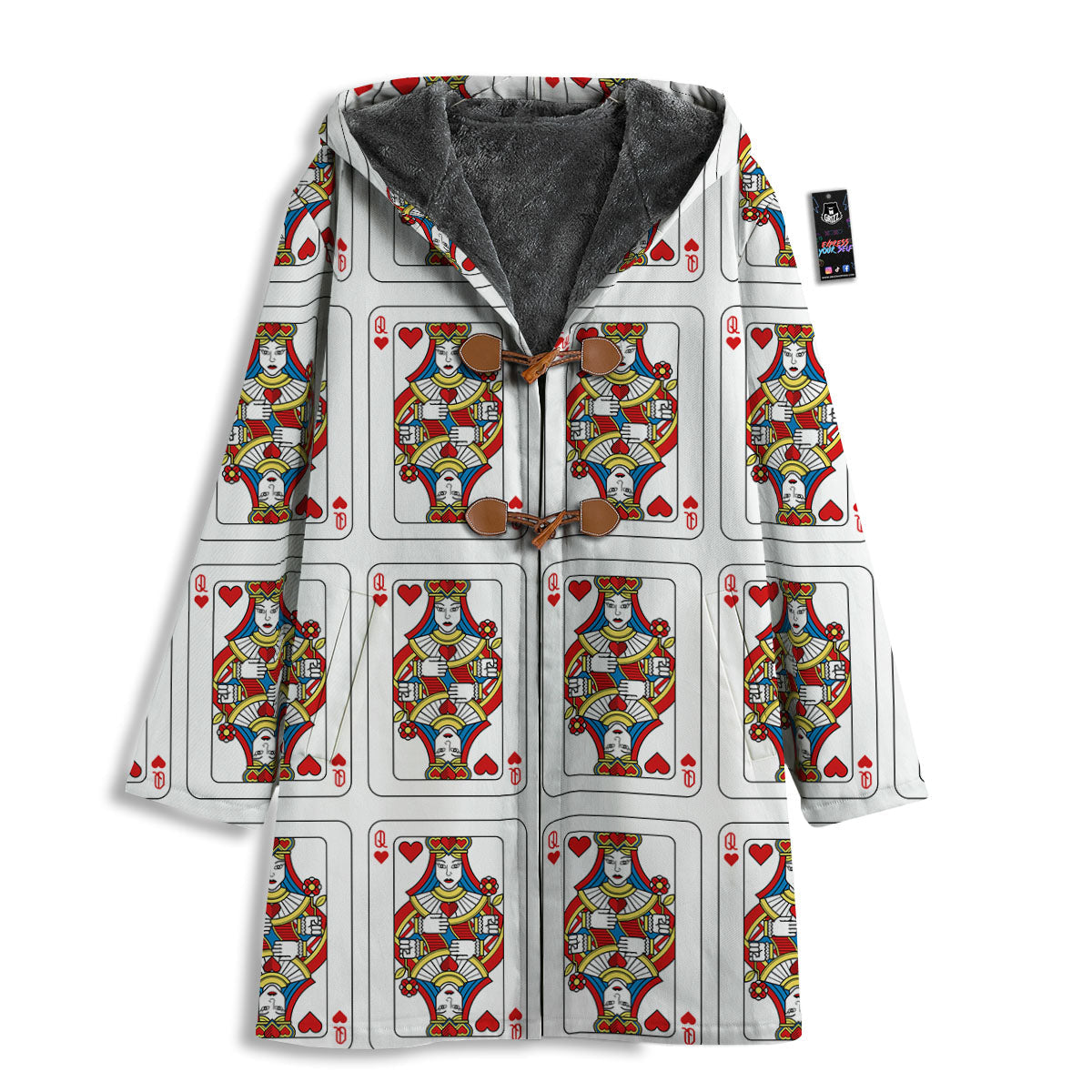 Playing Card Queen Of Hearts Print Pattern Men's Windbreaker Jacket-grizzshop