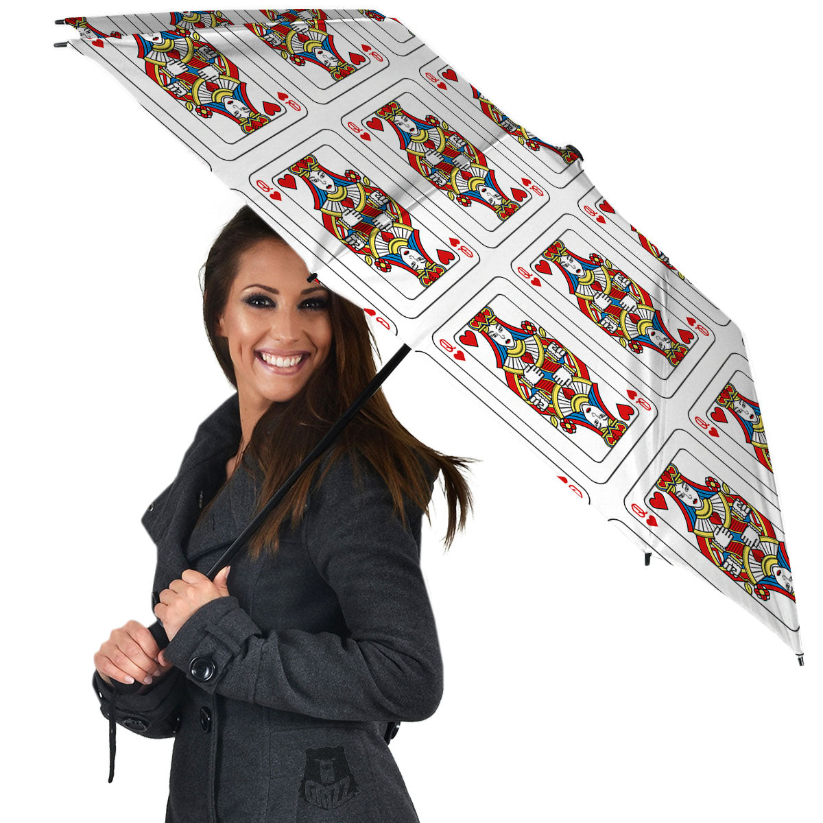 Playing Card Queen Of Hearts Print Pattern Umbrella-grizzshop