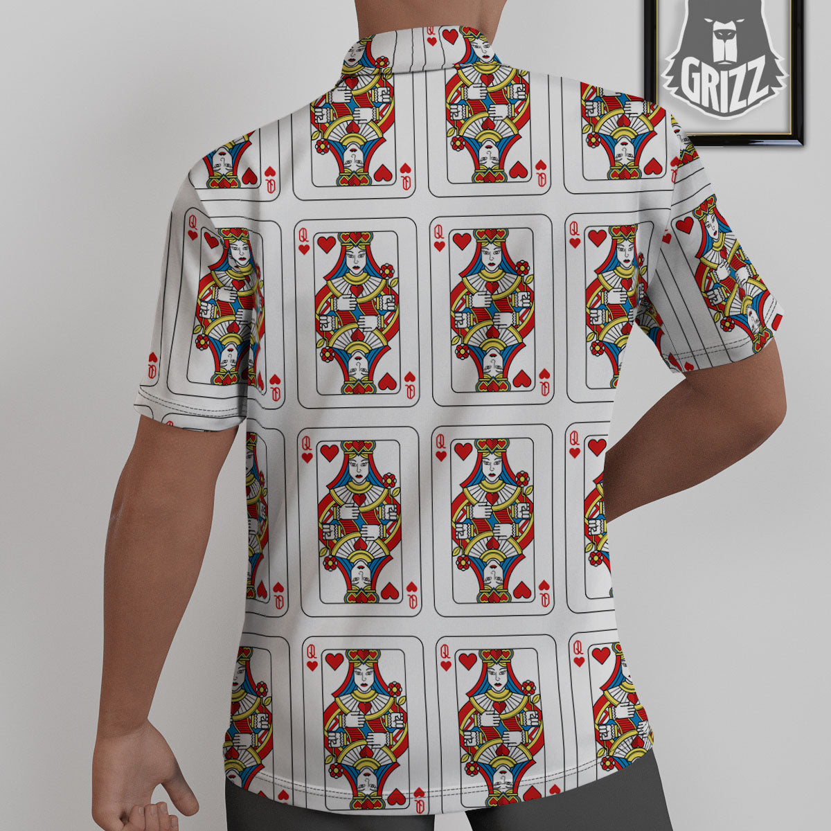 Playing Card Queen Of Hearts Print Pattern Untucked Shirts-grizzshop