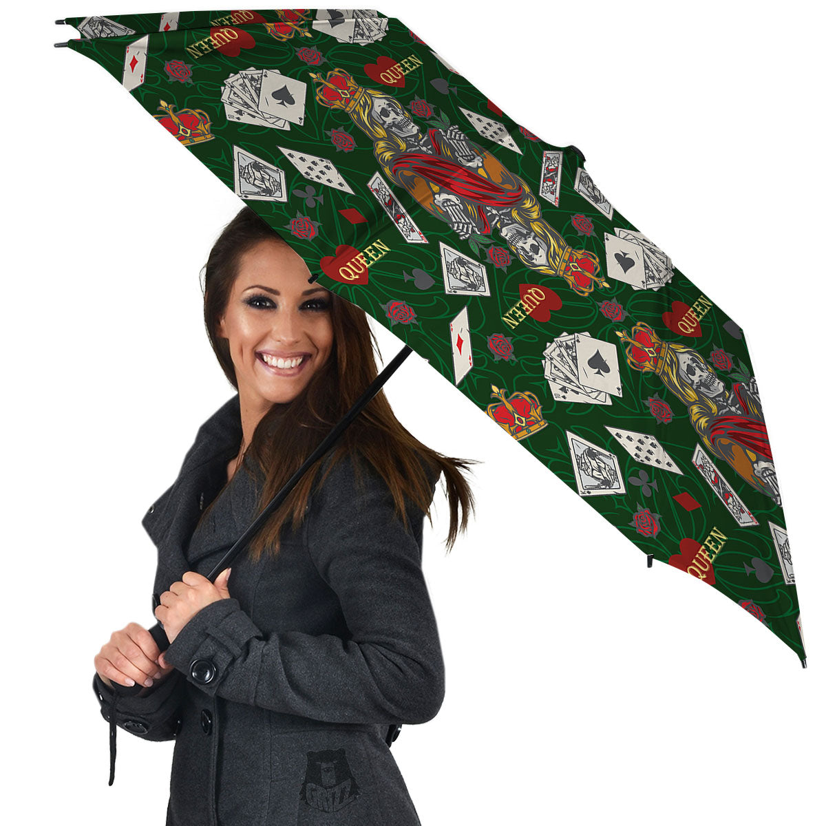 Playing Card Queen Of Spades Print Pattern Umbrella-grizzshop