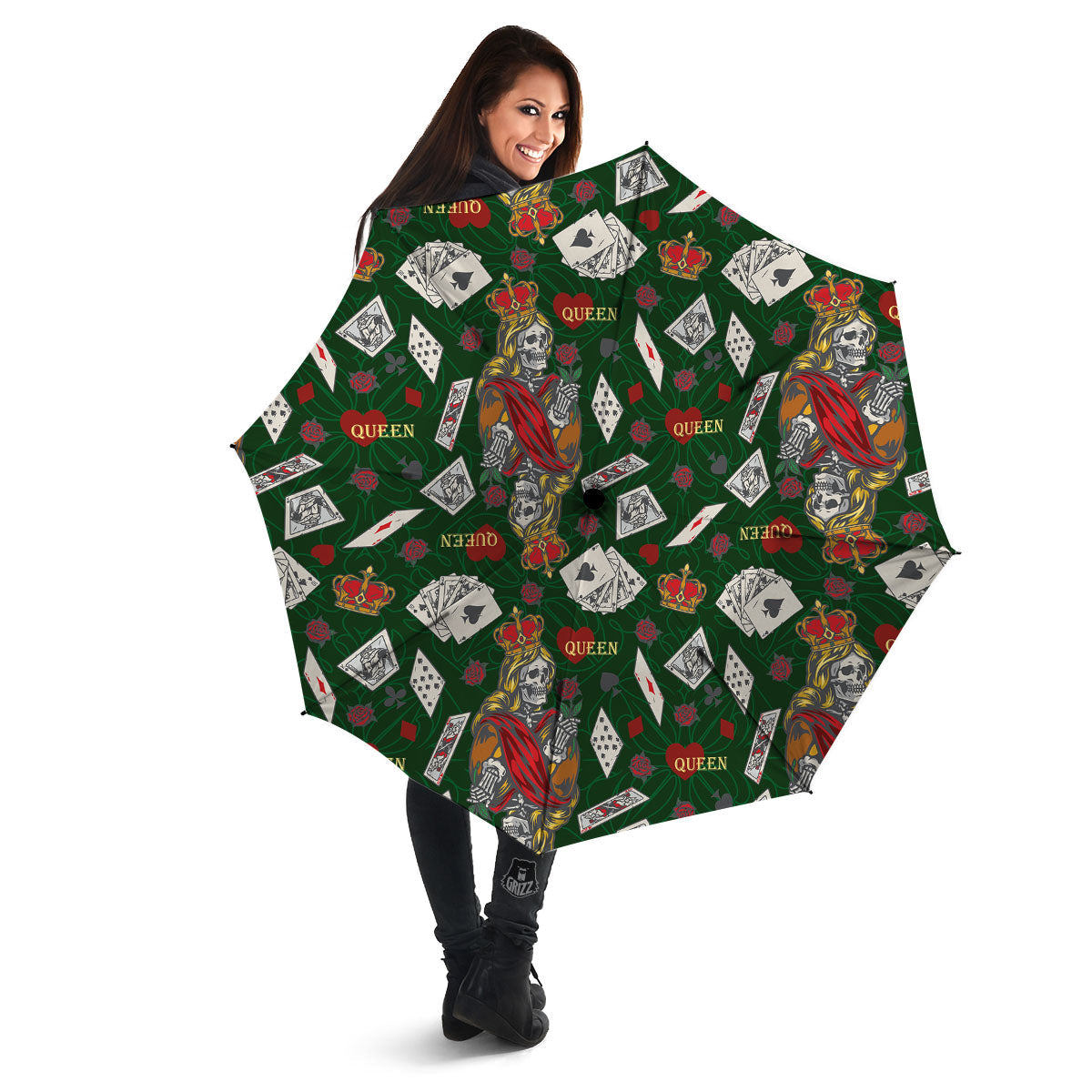 Playing Card Queen Of Spades Print Pattern Umbrella-grizzshop