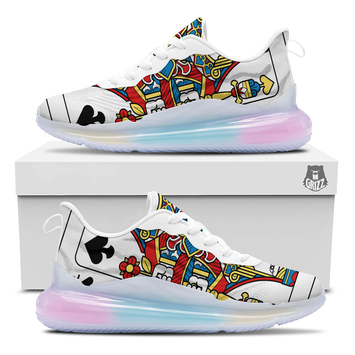 Playing Card Queen Of Spades Print Running Sneakers-grizzshop