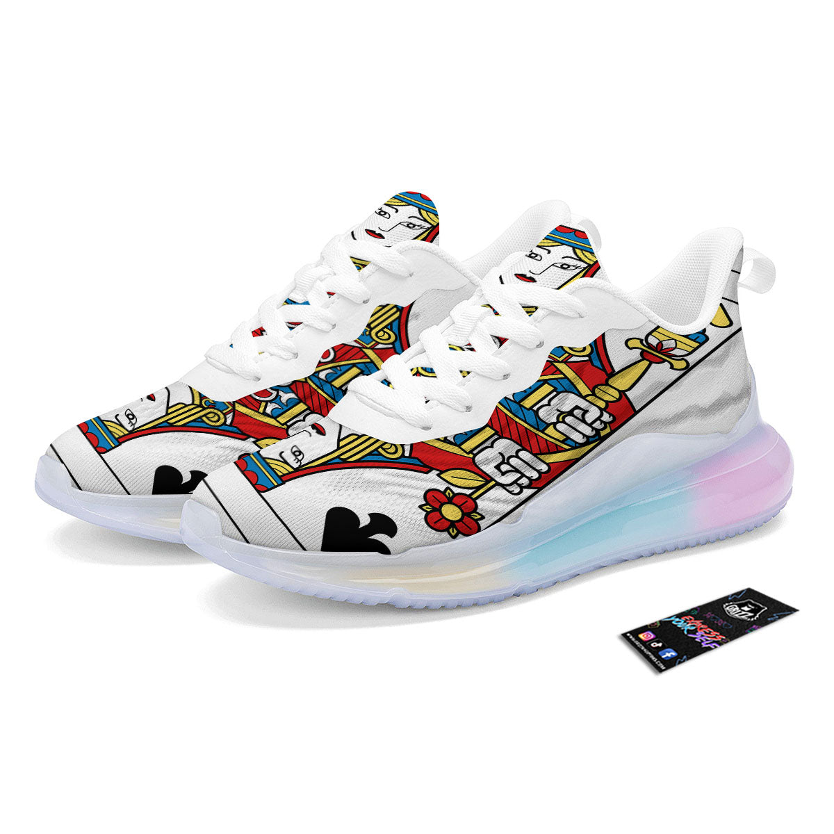Playing Card Queen Of Spades Print Running Sneakers-grizzshop