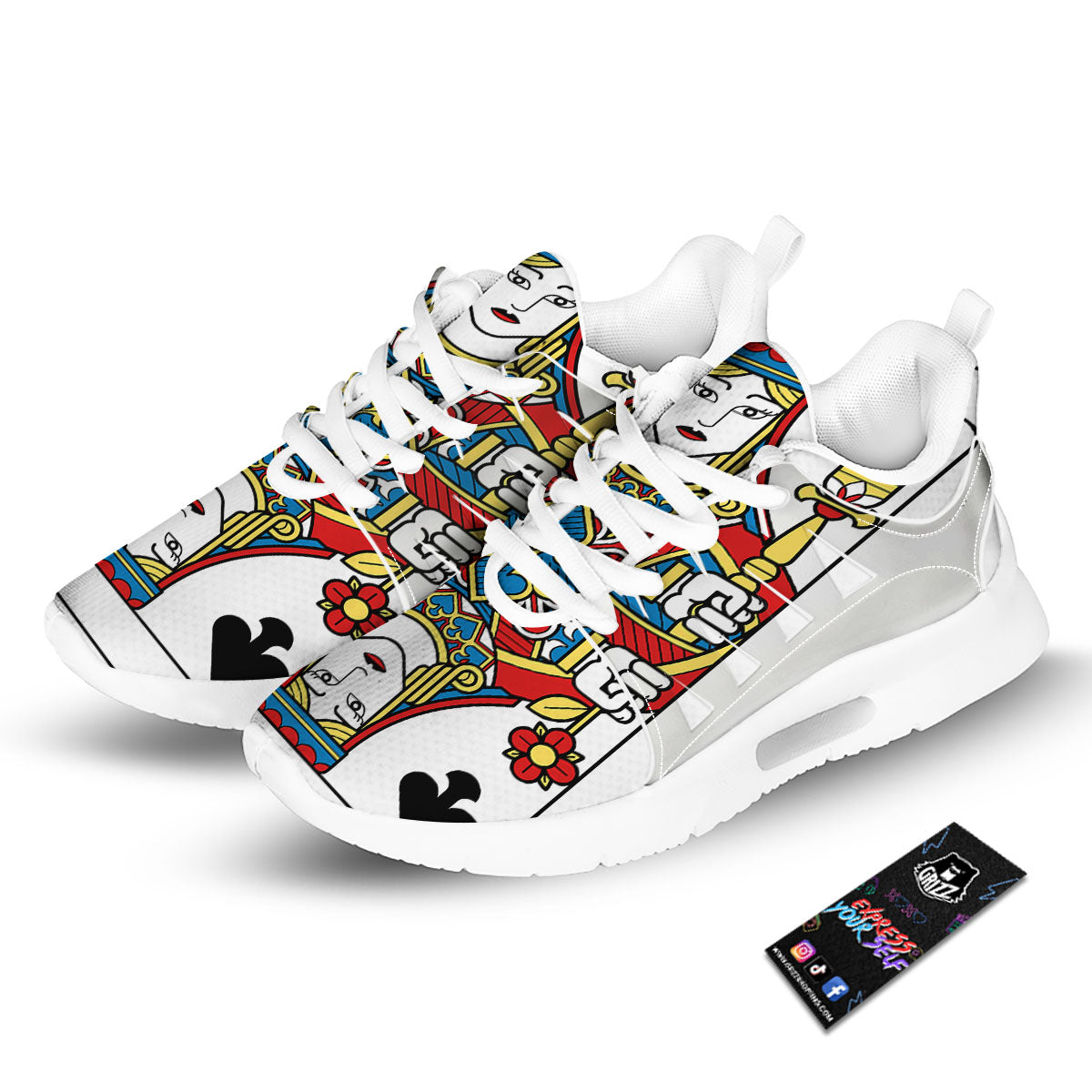 Playing Card Queen Of Spades Print Tennis Shoes-grizzshop