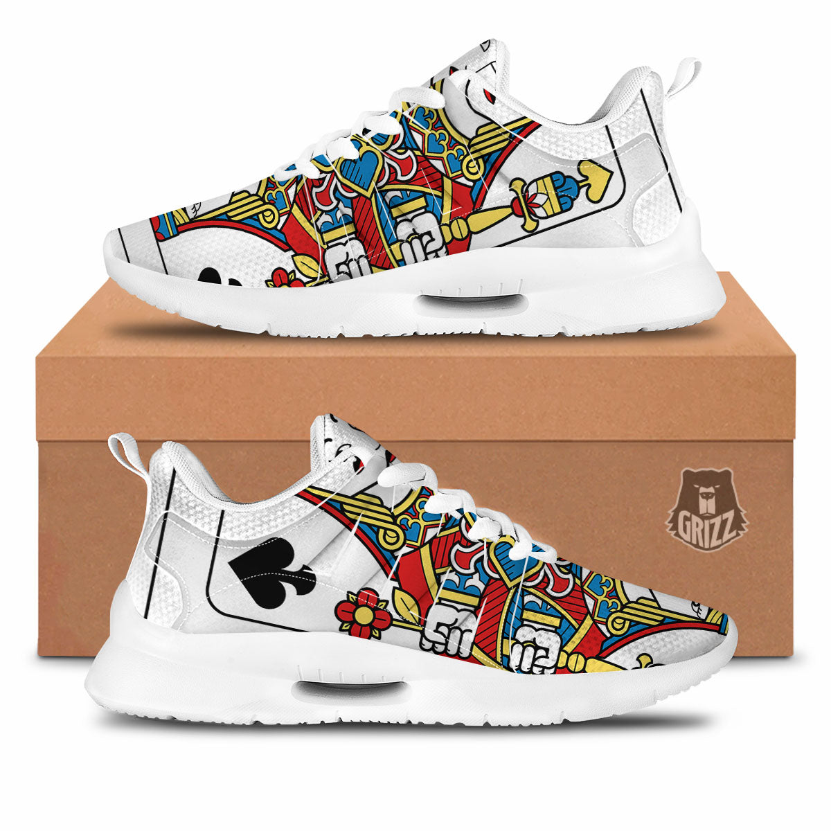 Playing Card Queen Of Spades Print Tennis Shoes-grizzshop