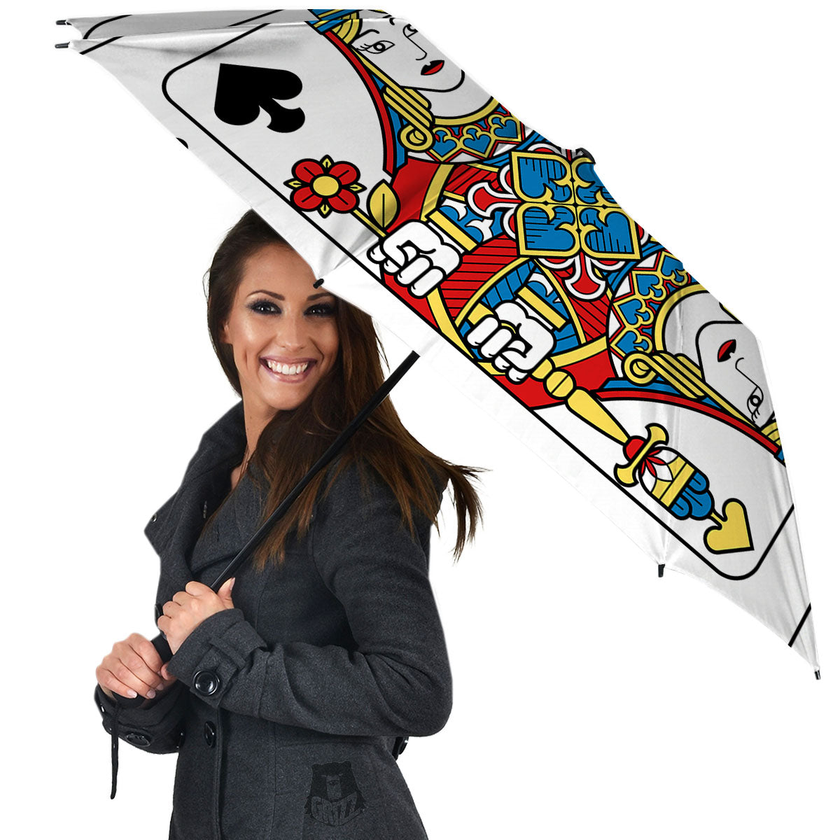 Playing Card Queen Of Spades Print Umbrella-grizzshop