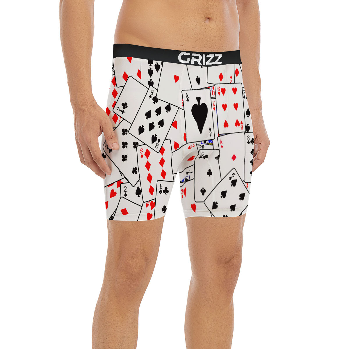 Playing Card Suits Black And Red Print Boxer Briefs-grizzshop