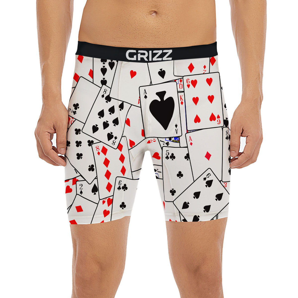 Playing Card Suits Black And Red Print Boxer Briefs-grizzshop