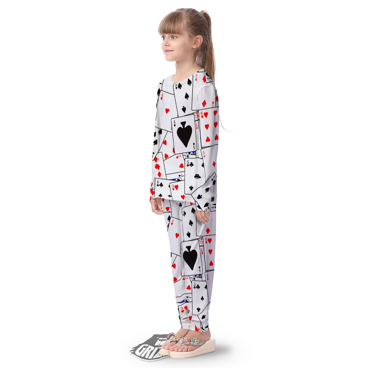 Playing Card Suits Black And Red Print Kid's Pajamas-grizzshop